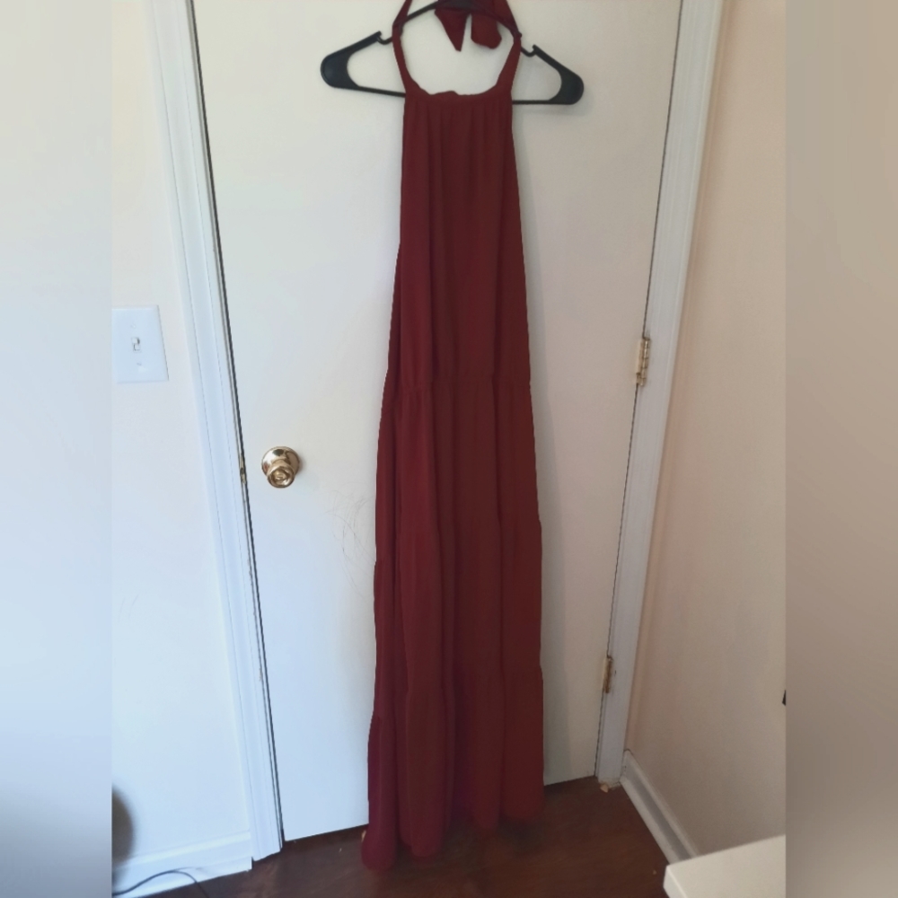 Dark red maxi dress